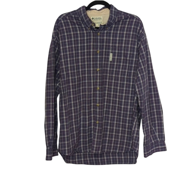Columbia Long Sleeve Purple Plaid Heavy Cotton Button Down Shirt - Picture 1 of 11